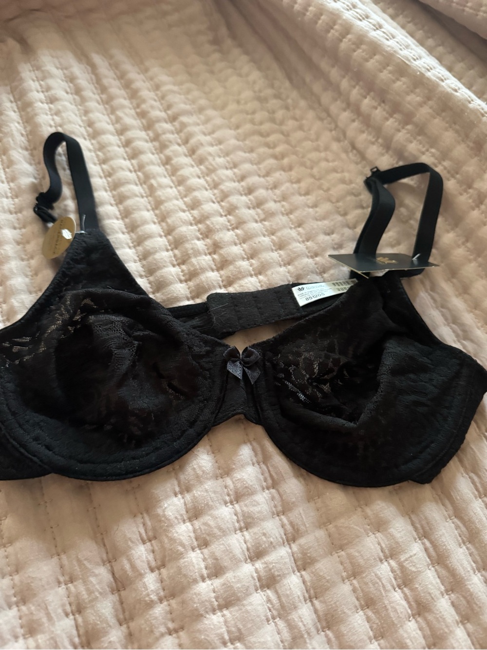 Wacoal Black Lace Underwire Bra with Bow Accent